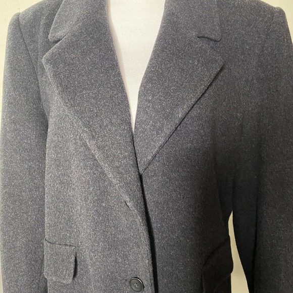 Forecaster Of Boston Sz 16 Gray Wool Cashmere Long Trench Coat Overcoat Vtg - Picture 2 of 12